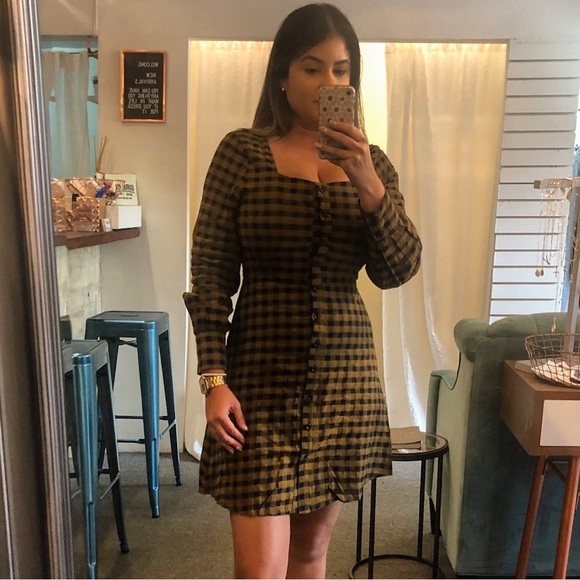 Navy/Mustard Checkered Dress - Picture 3 of 3